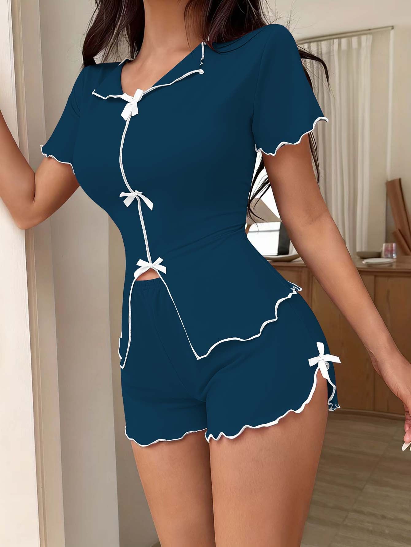 Womens Bowknot Pajama Short