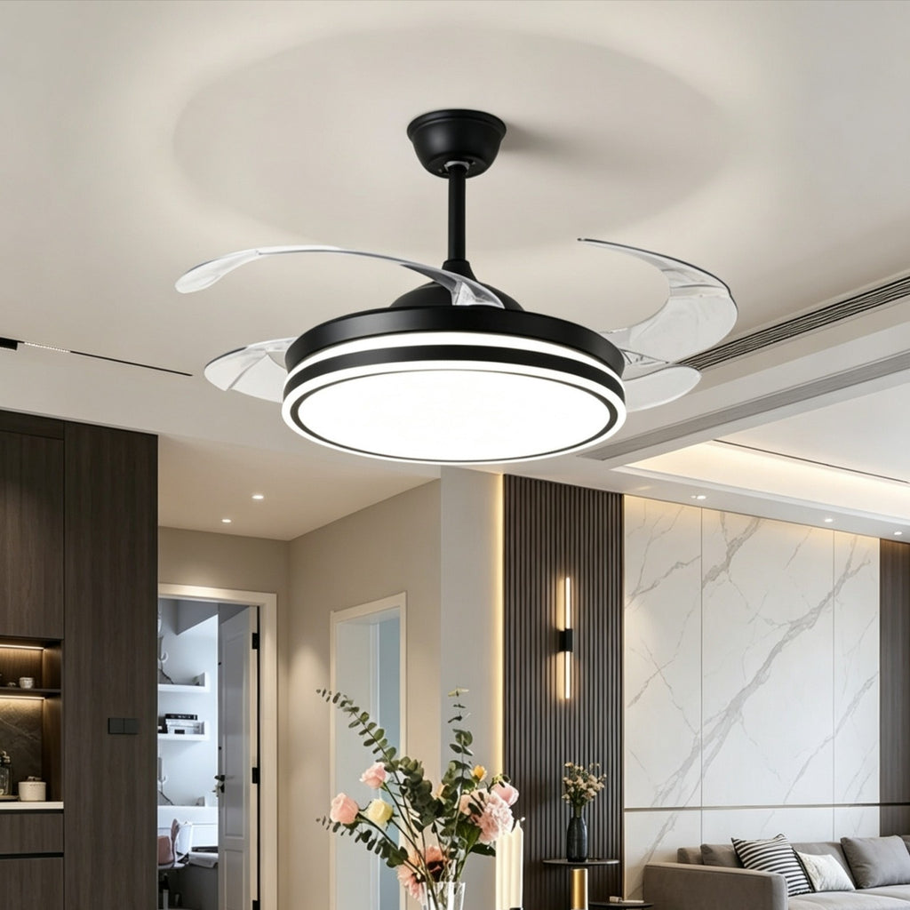 Modern silent smart ceiling fan light with full spectrum lighting