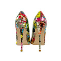 Women Graffiti Pointed Toe Stiletto Heel PU Single Shoes