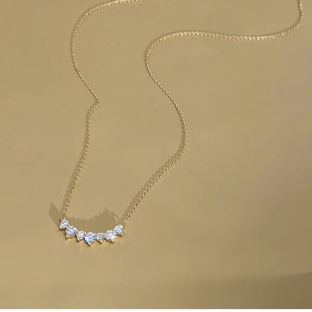 925 Sterling Silver Smile Necklace 18K Gold Plated Zircon Pendant