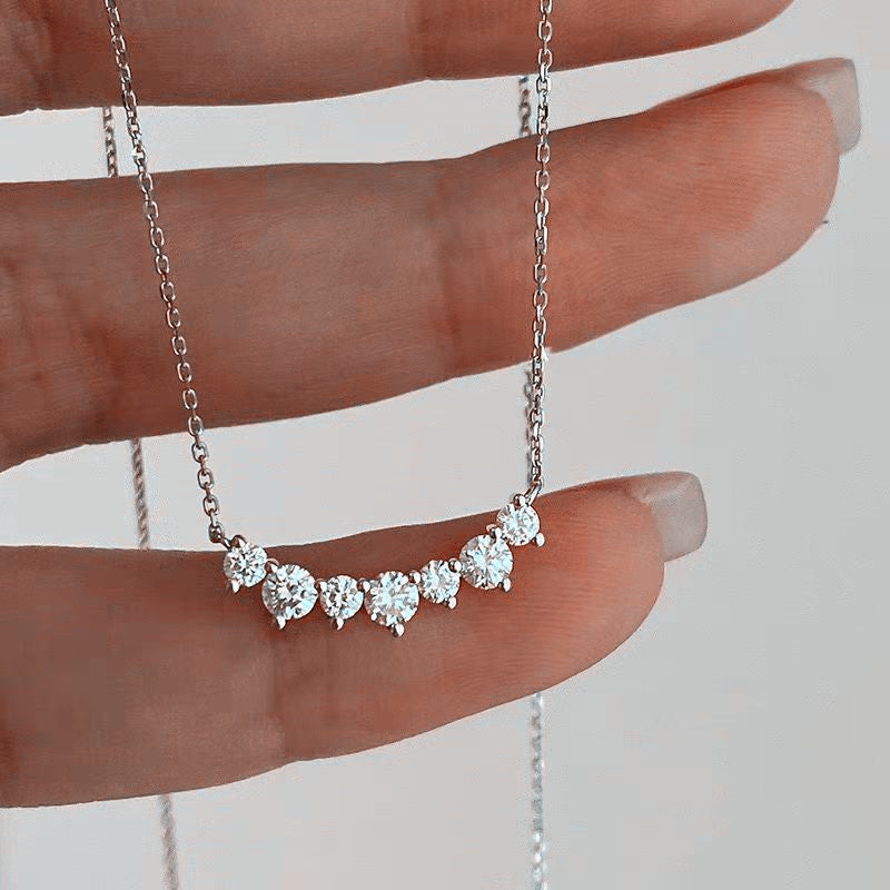 925 Sterling Silver Smile Necklace 18K Gold Plated Zircon Pendant