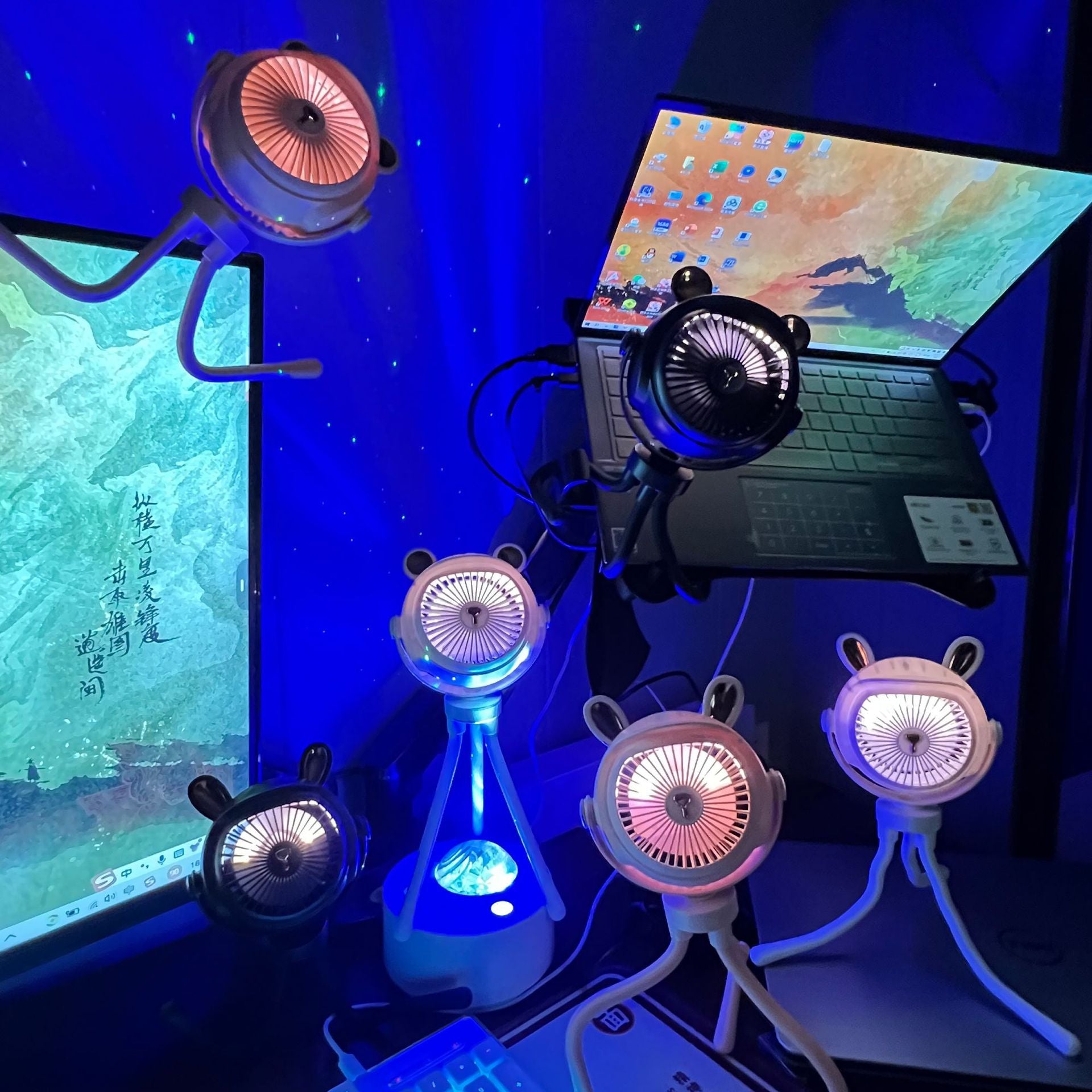 Octopus Clip Fan with Night Light