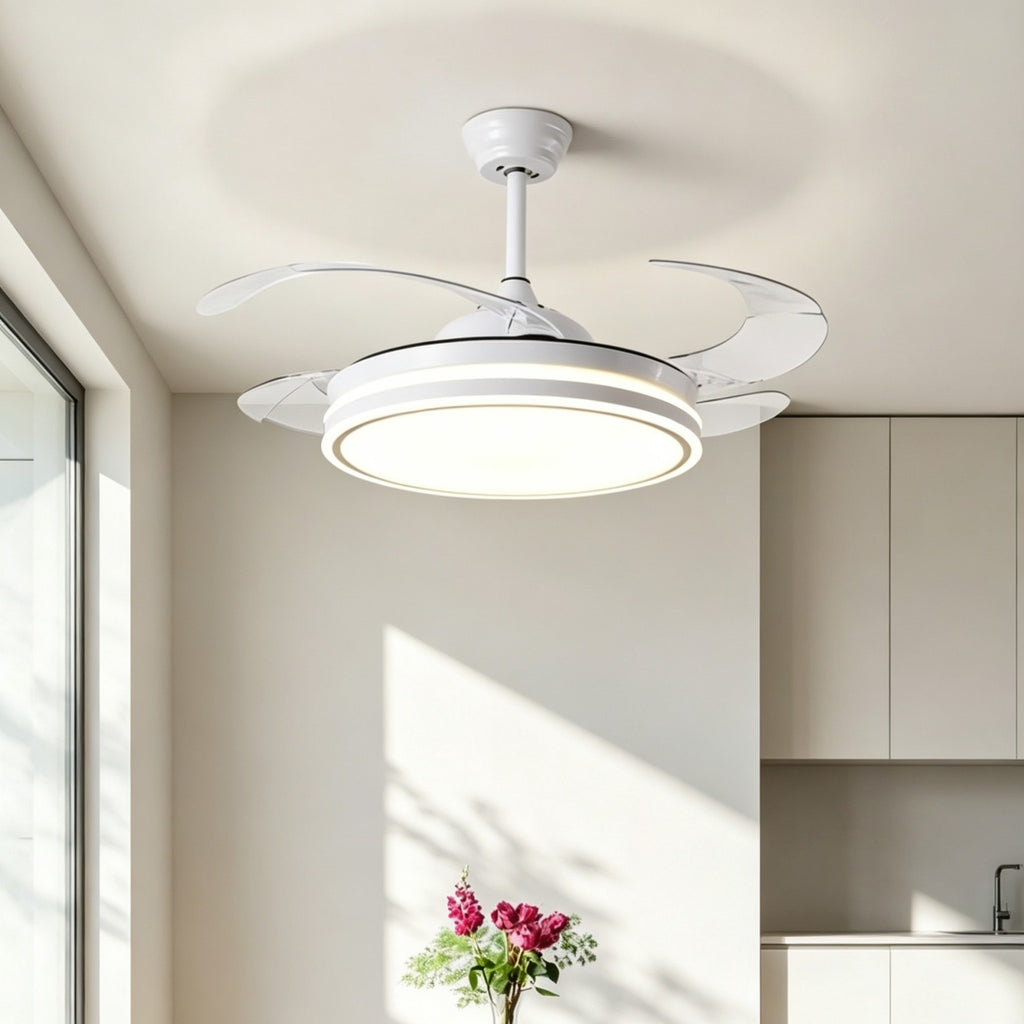 Modern silent smart ceiling fan light with full spectrum lighting