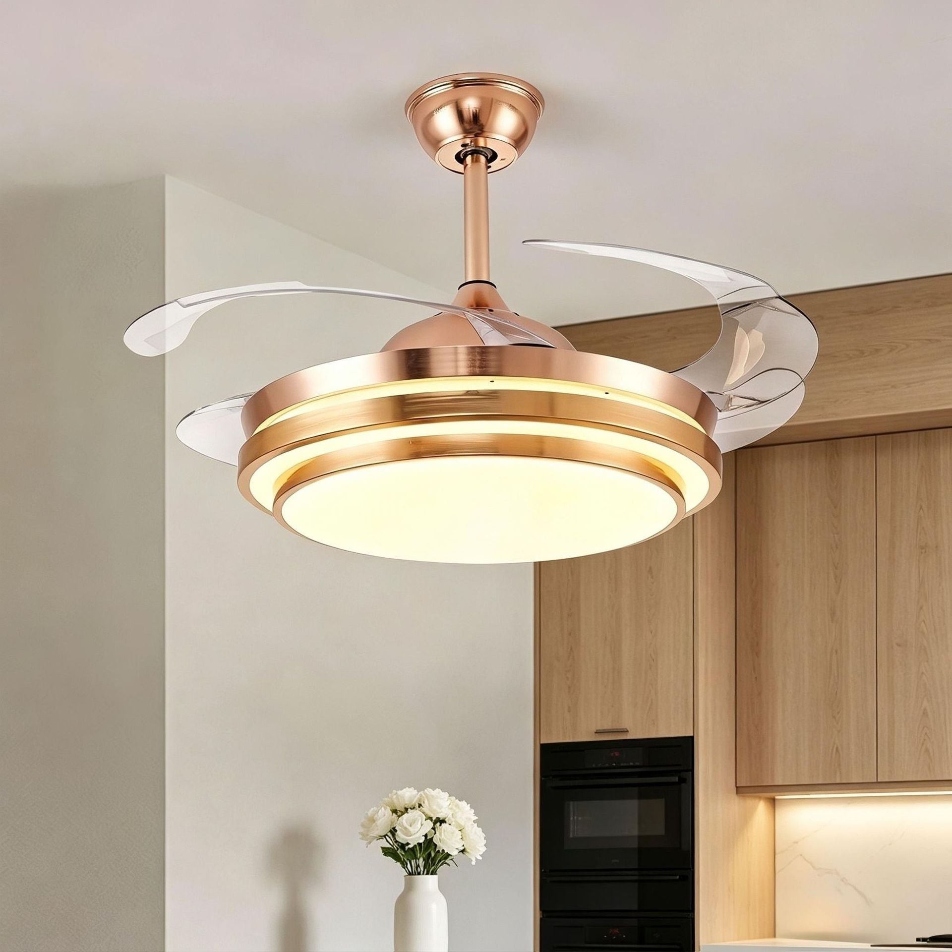 Modern silent smart ceiling fan light with full spectrum lighting