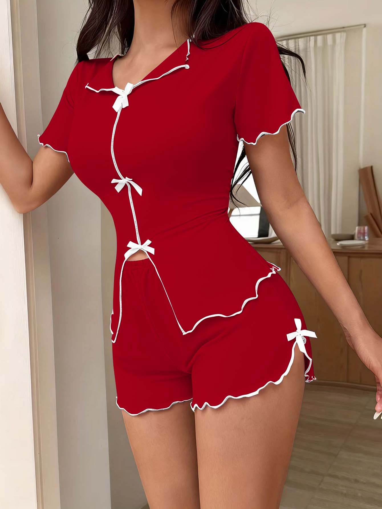 Womens Bowknot Pajama Short