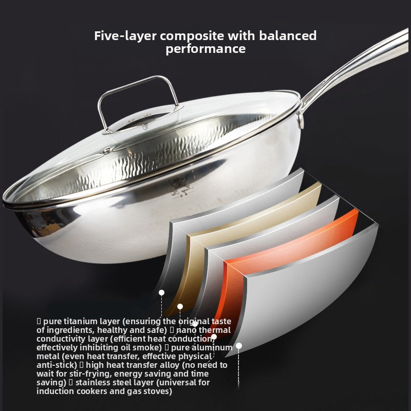 Hammered Pure Titanium Frying Pan Non-Stick Cooking Pot