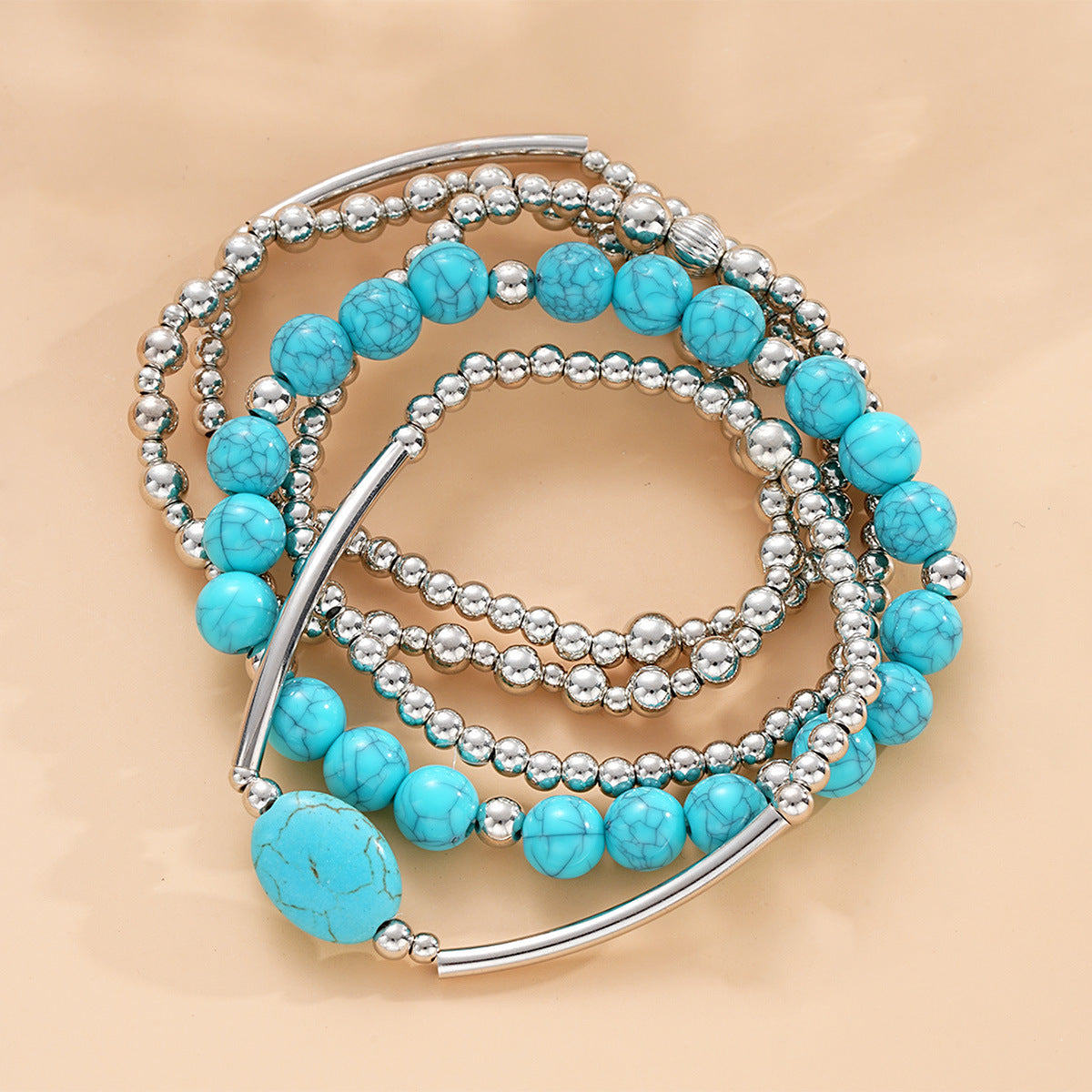 Retro Ethnic Beaded Elastic Bracelet